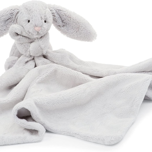 NEW Jellycat bashful bunny BABY grey security blanket stuffy soother Lovey NWT - Picture 2 of 5